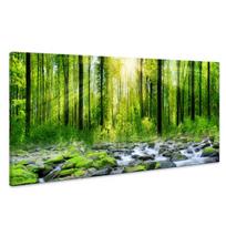 Ryto saulėtekis Žali medžiai Kraštovaizdis Saulė virš miško Nuotrauka Drobės paveikslai ir spaudiniai namų sienų dekoravimui Be rėmo 30x60cm No Framed yellow