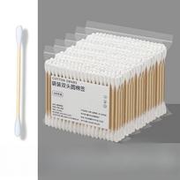 Vienkartinis dvipusis higieninis vatos pagaliukas makiažui valyti ir namų valymui, abiem vatos pagaliuko galais valantis ausis 100PCS