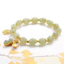 Žemės riešutų apyrankė Moteriška Hetian Jade Temperamento apyrankė su karoliukais 17cm beige