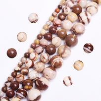Apvalūs karoliukai 15  gija Australijos Zebrinis jaspis Papuošalų gamybai 4 6 8 10MM Natūralus akmuo Pasirinkite dydį DIY Apyrankės Karoliai 6mm-1 String beige