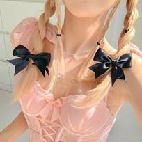 2 vnt Puikūs aksesuarai Dvigubas asiūklis Bowknot galvos apdangalas Satin Princess Girl Sweet 2Pcs juoda