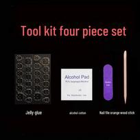 Nagų dailės įrankių rinkinys: Priedai, Dvipusiai želė klijai, Medinė dildė, Alkoholio servetėlės jelly glue four-piece set