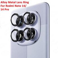 Juodas metalinis žiedas + grūdinto stiklo lęšis HD skaidraus stiklo lęšio fotoaparato apsauginė plėvelė Redmi Note 14 4G 5G Note 13 14 Pro 4G 5G Note 13 14 Pro+ 5G RedMi Note 14 4G juoda