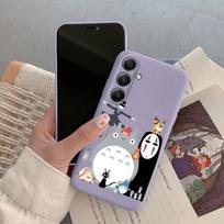 Totoro Anime telefono dėklas iPhone Samsung A55 S24 FE S25 M35 Xiaomi Redmi Note 13Pro 14C Huawei Honor 200 Realme atsparus smūgiams, apsaugantis nuo įbrėžimų, matinis dangtelis Samsung Galaxy S9 Plus violetinė