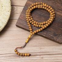 Rankų darbo imituoto medžio rašto rožančius: 99 Karoliukai Vidurio Rytų Tasbih Maldos Karoliukai Arabiški Papuošalai