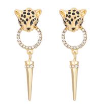 Lengvi ir prabangūs moteriški auskarai su kūgio formos leopardo galvute 1 pair