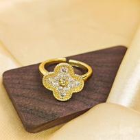 High Version Of The Four-Leaf Clover Ring Fashion Opening Adjustable Women's Ring Light Luxury Non-Colour Loss Ring