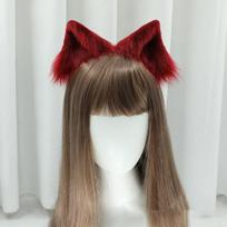 Pliušiniai katės ausų plaukų segtukai Lolita Cosplay plaukų aksesuarai Pūkuotos gyvūnų ausys galvos apdangalas vakarėliui K