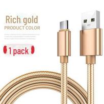 2 m greito įkrovimo Type-C kabelis Huawei, Vivo, Xiaomi, Honor, OPPO ir Android telefonams Golden Braided Fast Charging Cable