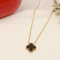 15 mm Naujas Sėkmės Keturlapis Dobilas Dvipusis Vėrinys Moteriška Grandinėlė 18k Titano Vėrinys 15mm18K juoda