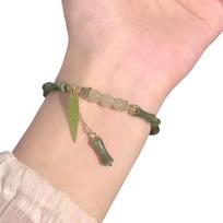Kūrybinė žalių bambuko karoliukų apyrankė Retro kinų stiliaus paprasta apyrankė 1pc