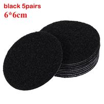 5-10 porų stipri lipni kabliukų ir kilpų tvirtinimo juosta 60 mm nailono magiško lipduko diskas kabliukas lipnus apvalus kabliukas kilpa su klijais Black(6*6CM)*5Pairs