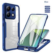 Double Protect Shield Cover for POCO X6 Pro, M6 Pro, F5 Pro, X5, X4 GT, X4 Pro, M4 Pro, F3, X3 Pro, C65 - Full Coverage Case For POCO M6 Pro 4G tamsiai mėlyna spalva