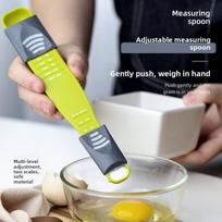 Kitchen Adjustable Measuring Spoons with Scale for Salt and Milk Powder Scale spoon žalia