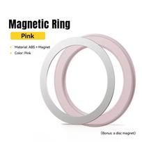 Essager Magnetic Metal Ring for iPhone 16 15 14 MagSafe Magnet for Android Phones Plate Sticker Rings For Wireless Charger Stand rožinė