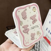 Animacinis mielas lokys sulankstomas kriauklės formos veidrodėlis makiažo veidrodėlis su šukomis nešiojamas kūrybiškas moterims merginoms rankinis veidrodėlis