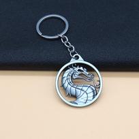 Vintage Charm Game Mortal Kombat Keychain Hollow Dragon Totem Alloy Keyring For Men Gift Car Key Accessories gray