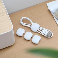 4vnt/stal. Pretty Cable Winder USB kabelis Ausinių kabelio laikiklis Laikiklis Sagtis Nešiojamas mažytis biuro priedai Kabelių laikiklis 4pcs balta