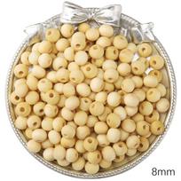 Mediniai apvalūs palaidi karoliukai skirti pasidaryk pats papuošalų gamybai, apyrankėms, vėriniams Milk-scented 8mm 20pcs