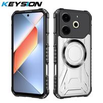 KEYSION Transparent Magnetic Case for TECNO Pova 6 Neo 4G Silicone+PC Heavy Duty Shockproof Phone Cover for for Tecno Pova 6 Neo 4G for Pova 6 Neo 4G juoda