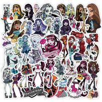 50 vnt. Monster High vandeniui atsparūs lipdukai PVC nešiojamam kompiuteriui, riedlentei, bagažui, telefonui