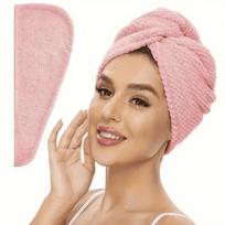 UltraSoft Microfiber Hair Towel Quick Dry, Super Absorbent Wrap For Women Girls, Gentle On Frizzy Or Damaged Hair, Solid Color Bath Accessory 1pc Pink įvairiaspalvis