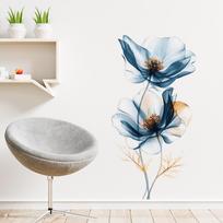 Didelis Mėlynas Gėlės Sienos Lipdukas Lipnus Nuimamas Sienos Dekalas Svetainei Prieškambariui Miegamajam Namų Dekoravimui 39x88cm mėlyna