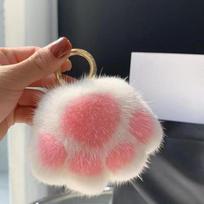 Cat Paw Plush Pendant Bag Ornaments Cute Little Paw Car Key Chain Bag Pendant Keyrings Birthday Gift