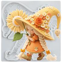 Girl Silicone Molds Sunflower Fondant Mold Cake Decorating Tools Cupcake Topper Chocolate Candy Craft Gum Paste Polymer Clay pilka spalva