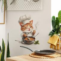 Animacinis katės vyriausiasis virėjas virtuvė restoranas namų sienos fonas pagražinimas dekoravimas sienų lipdukai 30*39cm/fun-f564