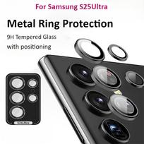 Skirta Samsung S25 S24 S23 S22 Plus Ultra FE W26 W25 W24 W23 Z Fold 7 6 Filp Metalinis Žiedas Grūdintas Stiklas Padėties Nustatymo Kameros Lęšio Apsauga For Samsung S25 Ultra juoda