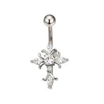 Christian Cross Navel Piercing Jewelry 14G Titanium Barbell Woman Man Religious Accessories Gold Silver Color Belly Button Rings A1