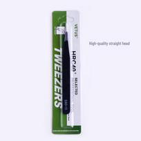 Black Stainless Steel Anti-Static Nail Art Tweezers - Pointed & Bent Tips, Bird's Nest Clip for Eyelash Extensions
