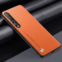 Prabangus PU odos dėklas Xiaomi Mi 10 Mi10 galiniam dangteliui Matinis TPU silikoninis apsauginis telefono dėklas Xiaomi 10 5G Xiaomi10 Coque Mi 10 oranžinė