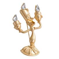 Elegantiškas Grožio ir Žvėries Lumiere žvakidės sagė, įkvėpta pasakos, lydinio papuošalas moterims 1 auksas