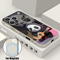 iPhone 17 Pro Max dėklas Grojantis gitara pandos magnetinis Magsafe dėkliukas Silikoninis dangtelis iPhone 16 Pro Max dėklui Funda iPhone 15 14 13 12 11 16E Air iPhone 15 Pro smėlis