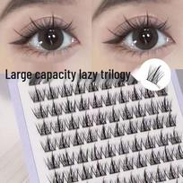 Lazy Person's Trilogy: Glue-Free False Eyelashes - Natural Clusters for Manga Look, High-Volume Beginner Lashes No Eyelashes Glue and Tweezers Only