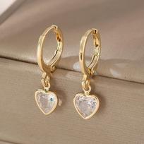 Pinkdudu Colorful Heart Crystal Ear Cuffs Sweet Edgy Stackable Earrings for Everyday Layering PD1357 balta