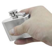 Nerūdijančio plieno kišeninė plokštelė viskiui, likeriui, su užsukamu kamščiu, 2 oz / 3.5 oz sidabras