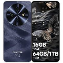 OUKITEL C5 Mobilusis telefonas atrakintas, 16(4+12)6GB RAM + 64GB ROM / TF 1 TB išmanusis telefonas, 6,52 colio lašo formos ekranas, 5000 mAh baterija, 13 MP kamera juoda