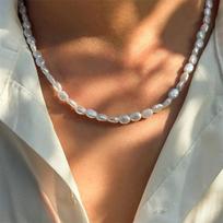 Nauji madingi paprasti imitaciniai perlų kaklo karoliai moterims Vintažiniai elegantiški karoliukų temperamento karoliai, vestuvių vakarėlio papuošalai