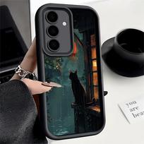 Phone Case for Samsung Galaxy A17 A16 A15 A14 A13 Healing Sense Cat Rain A56 A36 A26 A55 A35 A25 A54 A34 A24 A53 A33 A23 A07 A06 Samsung A73