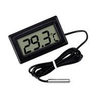 Skaitmeniniai termometrai su vandeniui atspariu zondo LCD termometrai šaldytuvo temperatūros stebėjimui Temperatūros matavimo prietaisas juoda