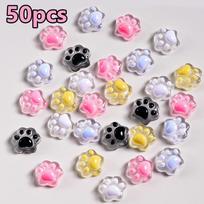 50Pcs Luminous Cute Puppy Claws Cat Paws Resin Nail Charms Glow In The Dark 3D Cartoon Nail Art Decorations Accessories for DIY Manicure Craft įvairiaspalvis