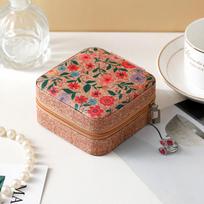Portable Vintage Jewelry Storage Box Compact Travel Organizer with Zipper Closure Multi-Compartment Design for Earrings Rings Necklaces One Size ruda