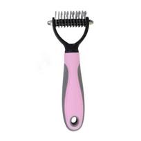 Pet Grooming Rake, Dual-Sided Stainless Steel Blades, Pet Deshedding And Dematting Brush, Undercoat Rake for Dogs Cats Thick Coats Detangling S žalia