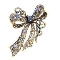 Clothing Brooch Personality Exquisite Compact Ornamental Solid Show Charm Alloy Rhinestone Bow-knot Badge Pin Birthday Gift mėlyna