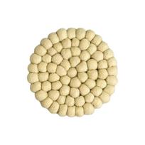Apvalus veltinio kamuoliukų padėkliukas, atsparus karščiui, gėrimo padėkliukas, minkštas paviršiaus apsaugas namams, biurui, virtuvės indams One Size beige