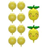 10 Pcs Lemon Balloons, Summer Yellow Lemon Fruit Foil Balloons for Lemon Themed Birthday Party Supplies, Vacation Beach Pool Party 1 Set yellow