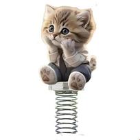 Acrylic Flat Cat Face Covering Spring Shake Toy Car Decoration Creative Home Ornament Desktop Display Figurine One Size